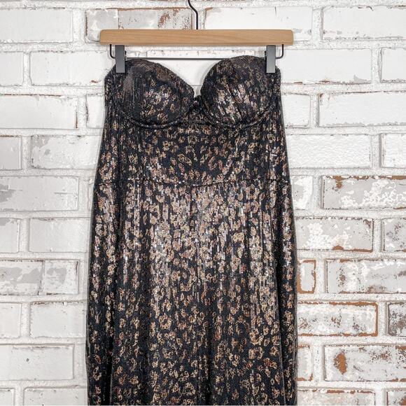 House of Harlow 1960 X Revolve Teri Leopard Sequin Strapless Jumpsuit XL - Picture 8 of 16